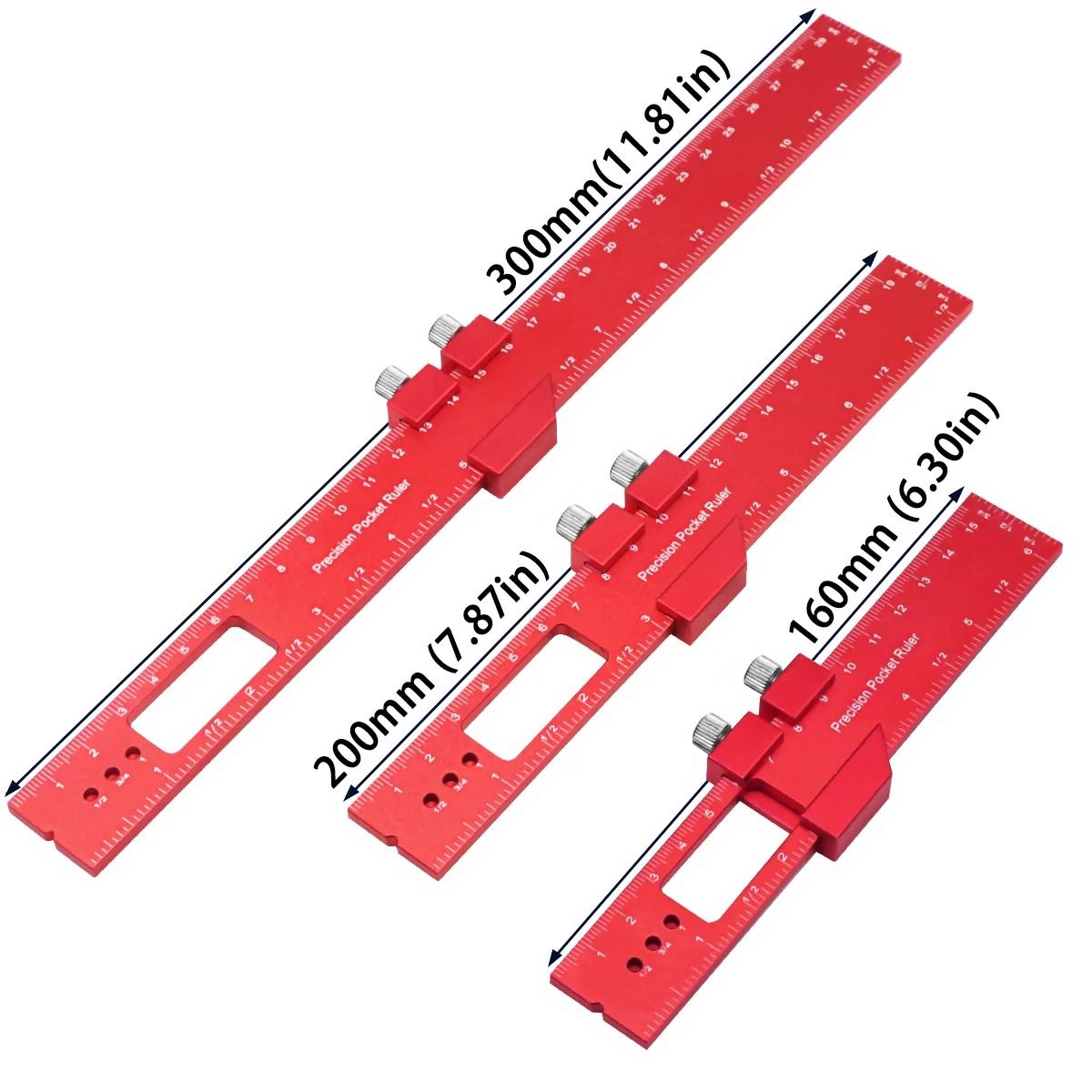 Precision Pocket T Track Scribing Ruler with Slide Stop