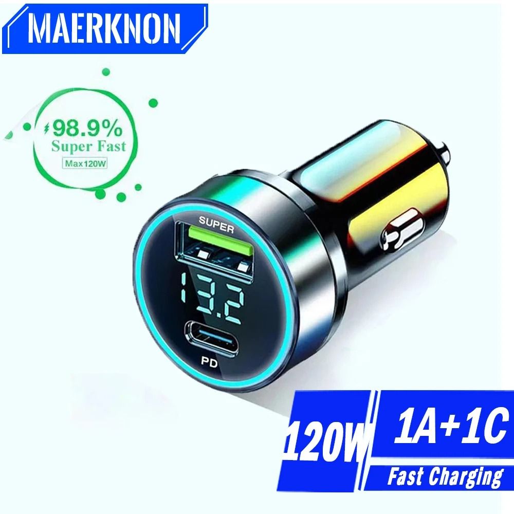 120W High-Fidelity USB-C Super Fast Car Charger and Power Adapter Hub