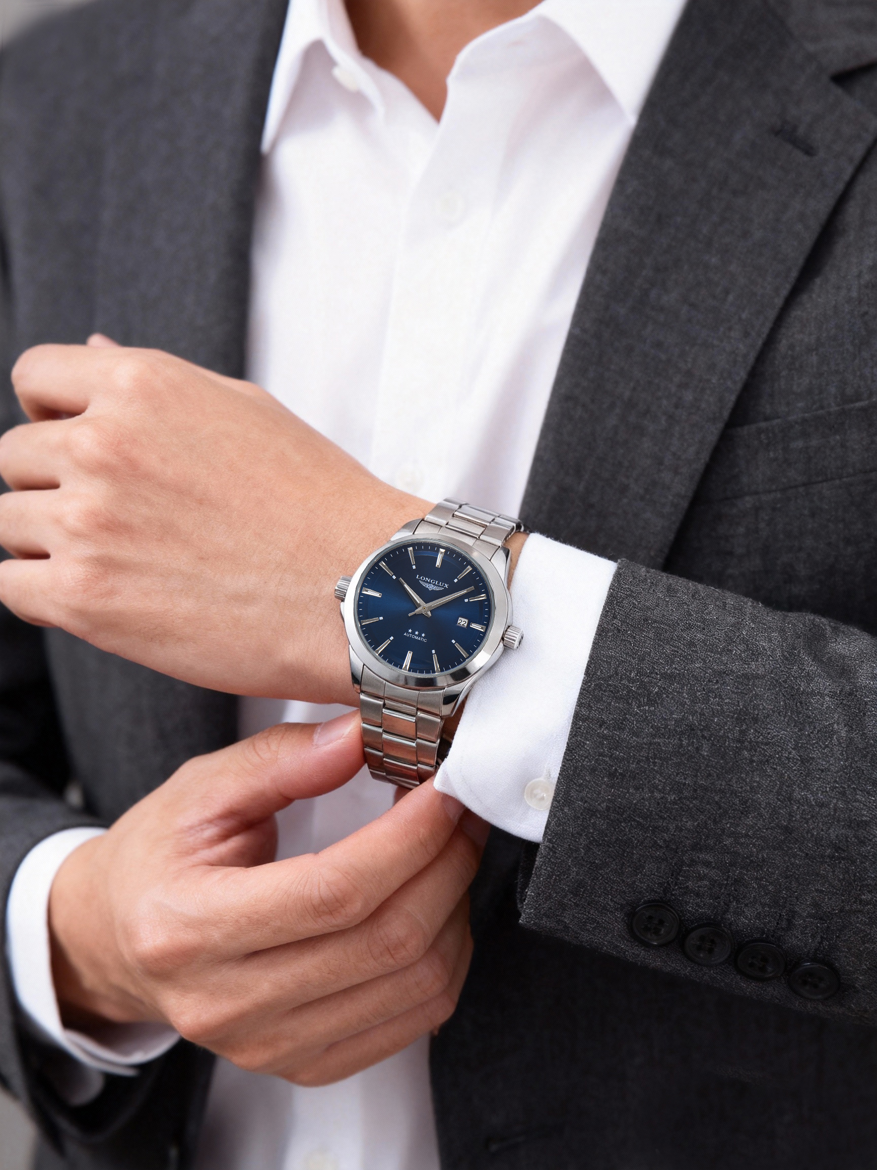 Men's Automatic Business Watch Waterproof Stainless Steel Luminous Mechanical Watch