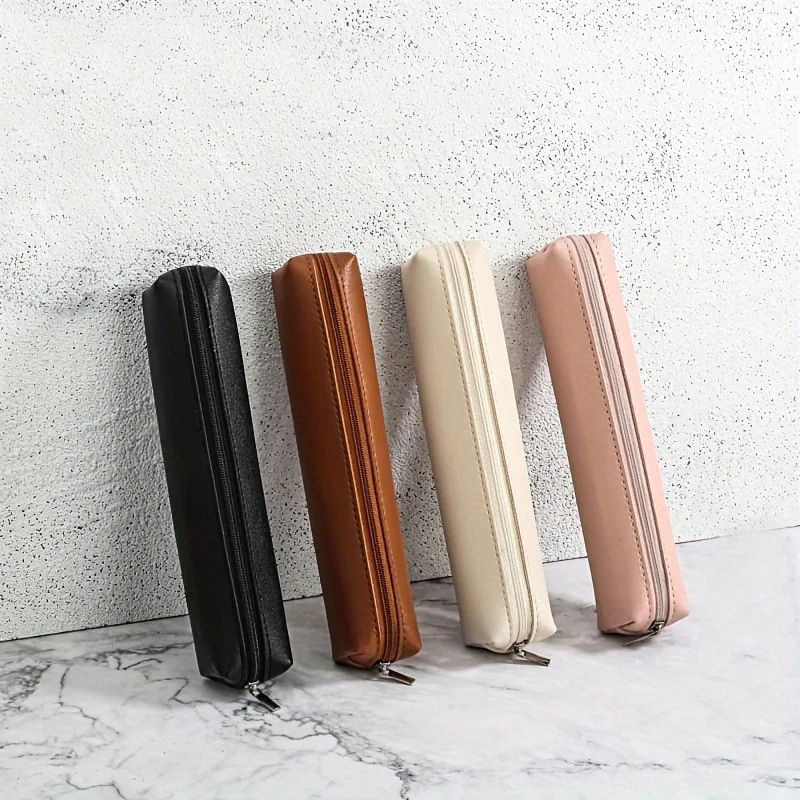 Mini Faux Leather Makeup & Pencil Case – Stylish Portable Cosmetic Organizer