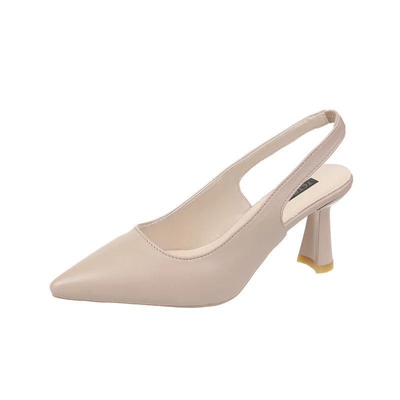 Summer Breathable Pointed Toe Stiletto Heels Elegant PU Shallow Cut Sandals