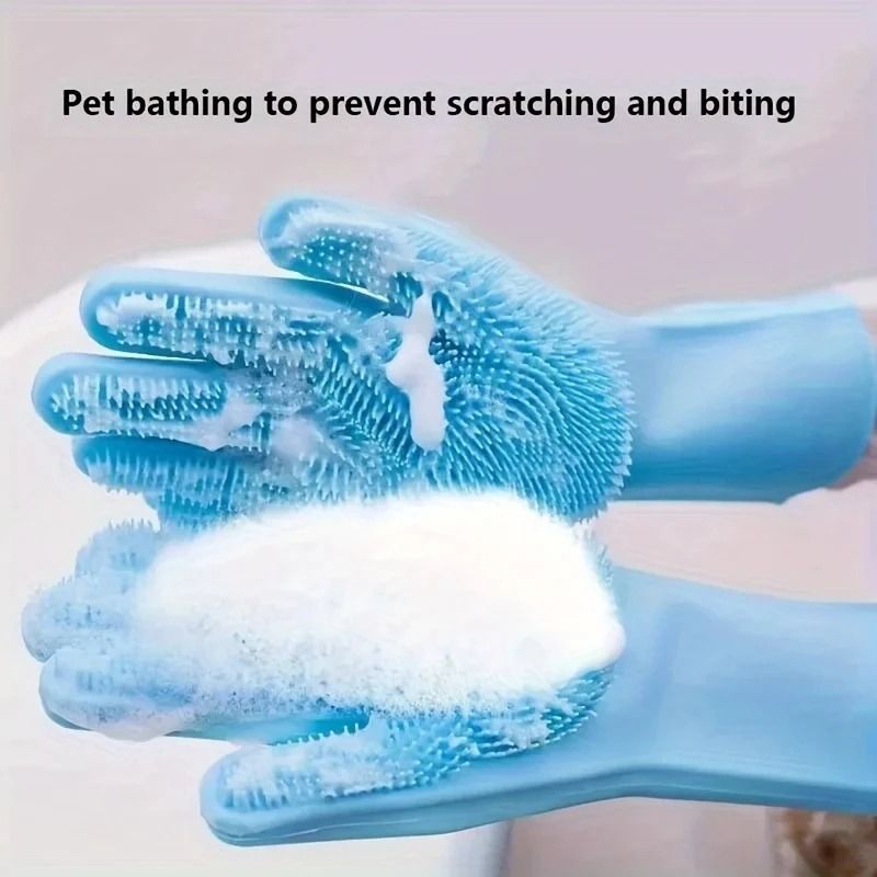 Pet Grooming Gloves Silicone Hair Removal Dog Bath Shampoo Scrubber Glove