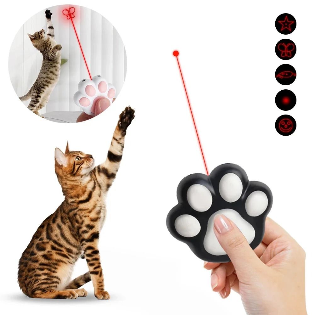Rechargeable Cat Laser Toy Interactive Laser Pointer Cat Toy with 5 Adjustable Patterns