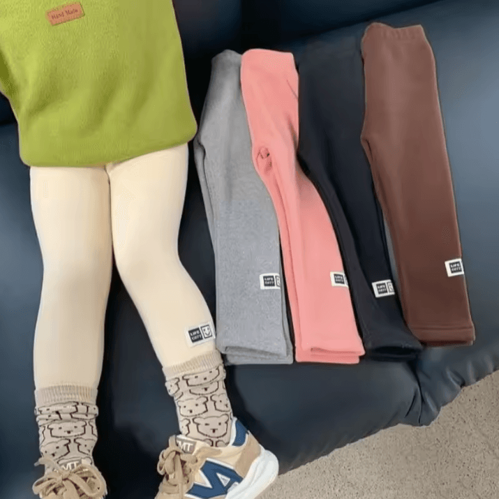 CozyFlannel Girls Winter Fleece Leggings – Thick Warm Toddler Fleece Lined Leggings for Soft All-Day Comfort