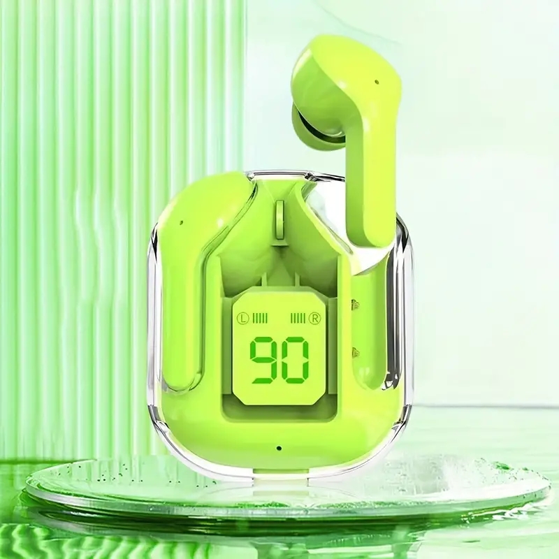 Wireless Bluetooth Earphone, Transparent Headphones, LED Power Digital Display, Stereo Sound Earphones