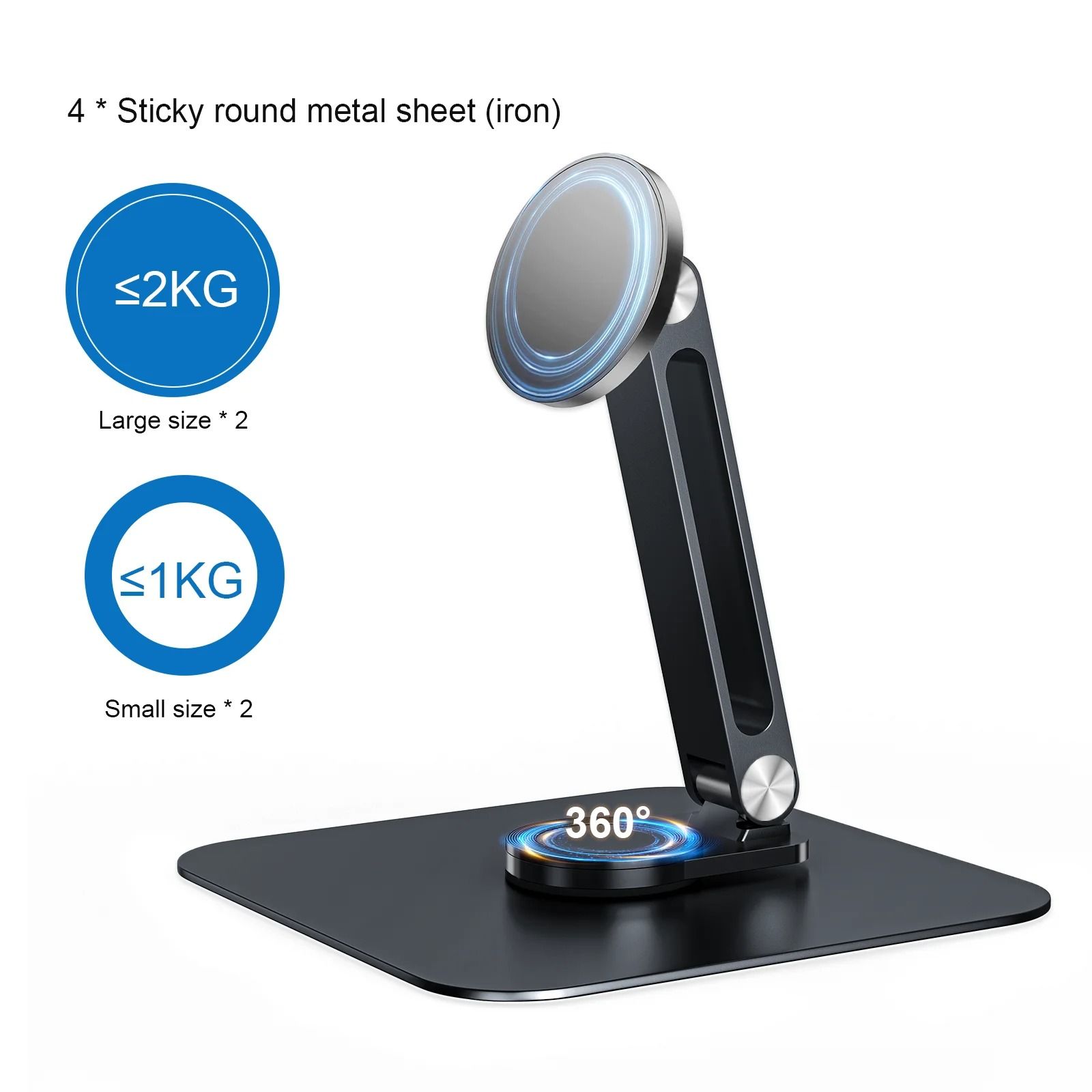 Magnetic Metal Stand with 360 Degree Rotation for Portable Monitors and Tablets up to 21.5 Inch