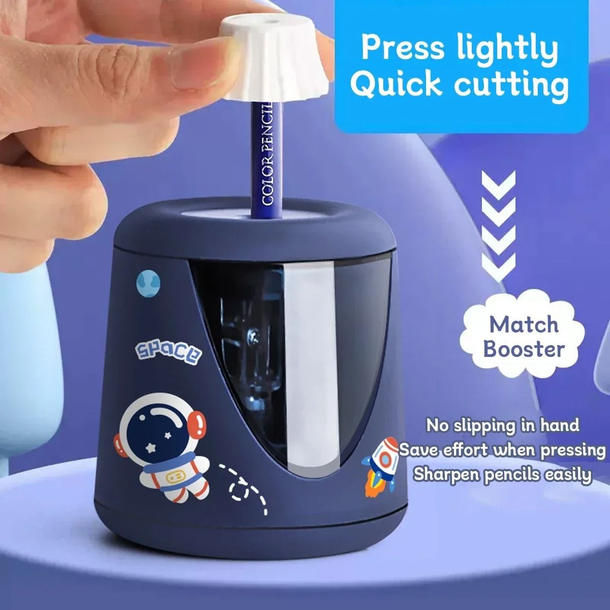 Electric Automatic Pencil Sharpener Cartoon Space Design Kids School and Office Stationery