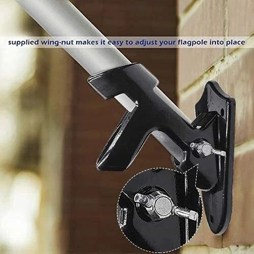 Heavy Duty Black Flag Pole Holder with Two Position Mounting Bracket & Hardware