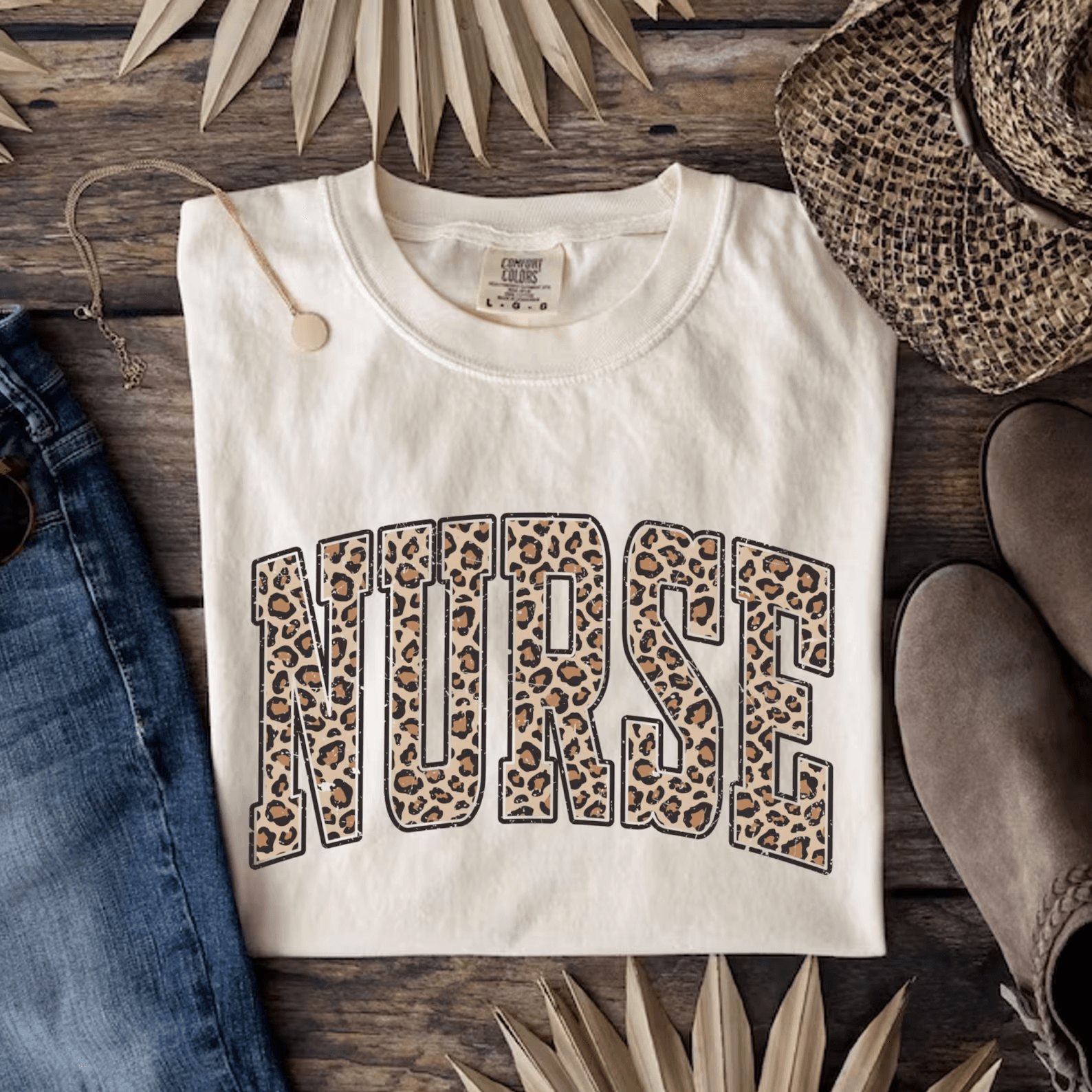 Comfort Colors Leopard Nurse Shirt Retro RN Gift Stylish Nurse Tee