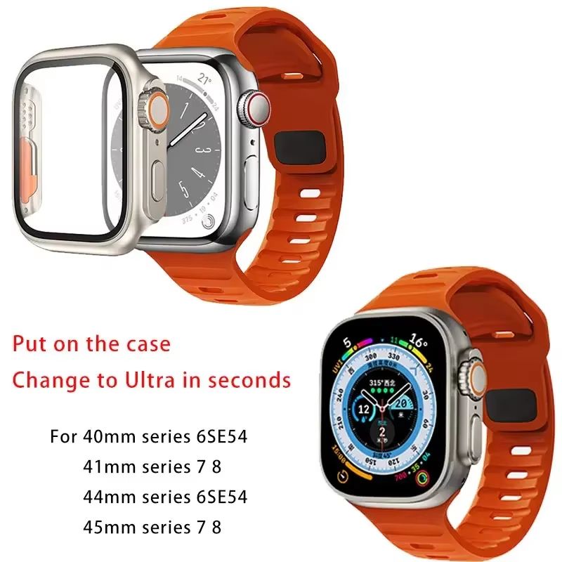 Protective Case and Silicone Strap for Apple Watch – Shockproof Band with Ultra Design Upgrade