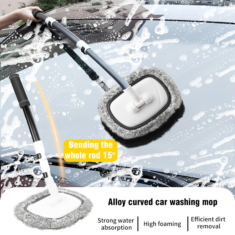 Bend Car Cleaning Brush, Car Wash Brush Broom, Telescoping Long Handle Cleaning Mop