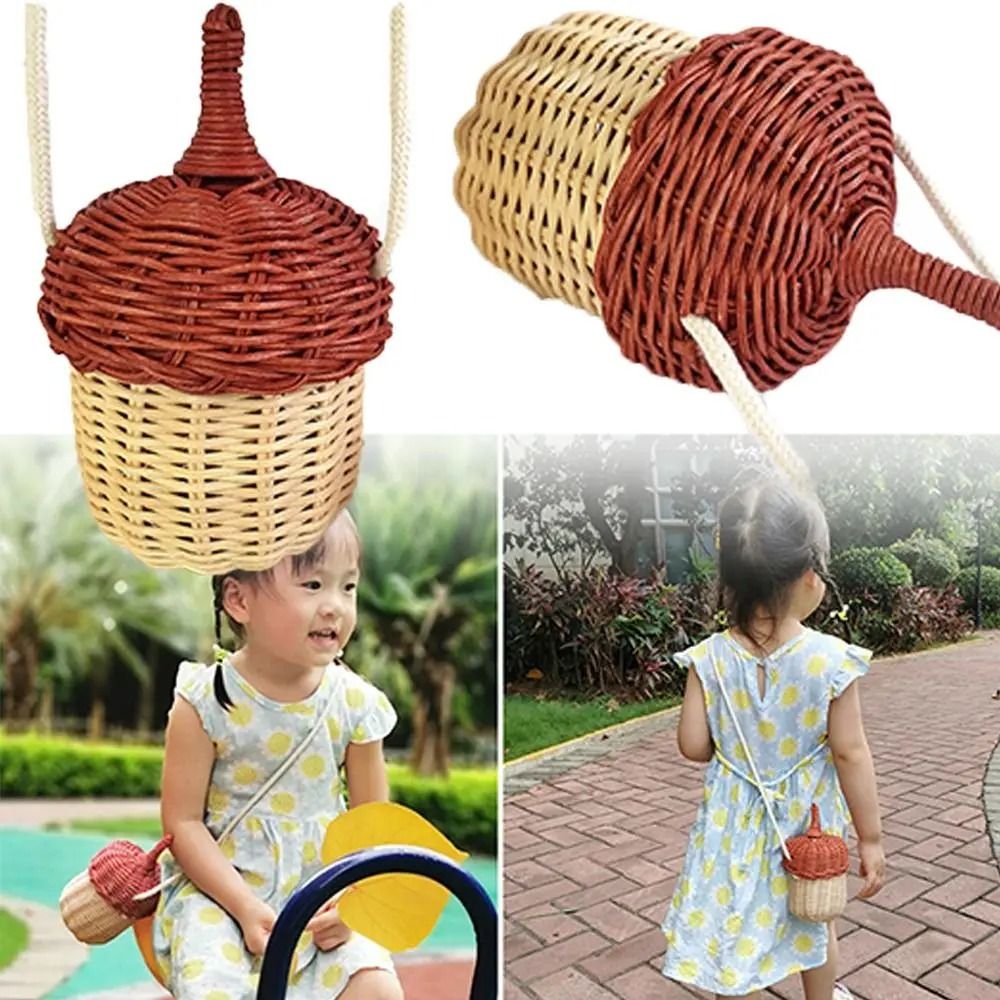 Creative Woven Pinecone Rattan Crossbody Bag