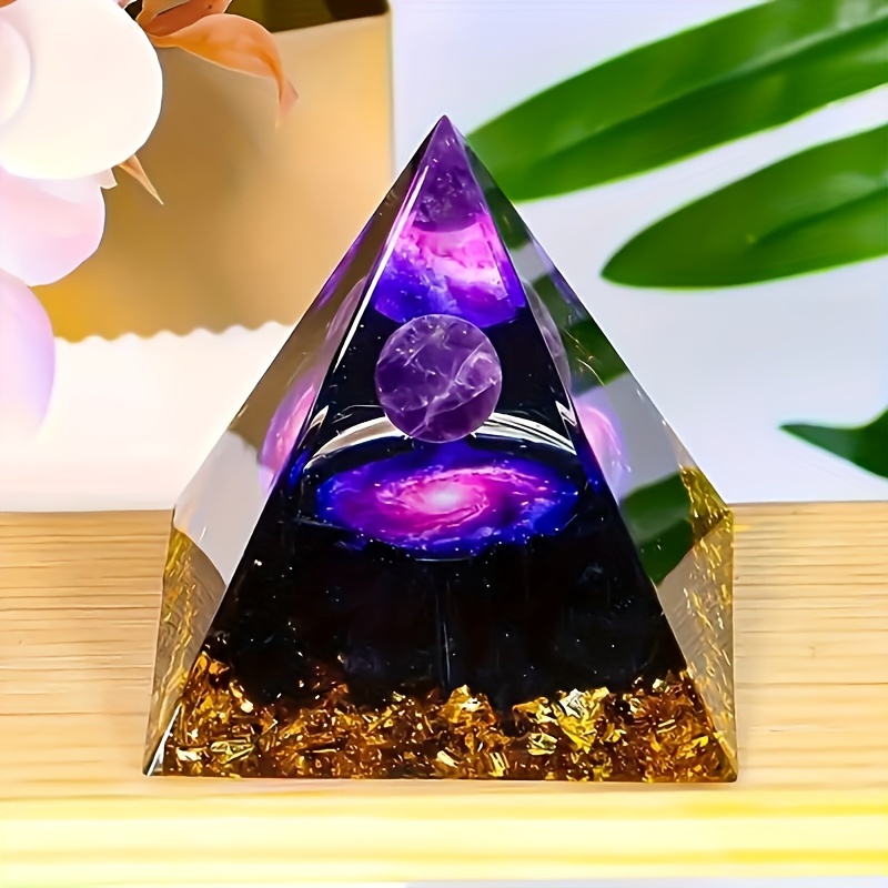 Attract Wealth and Relieve Stress with Homeopathic Amethyst Crystal Ball Pyramid, Raw Stone Home Decor
