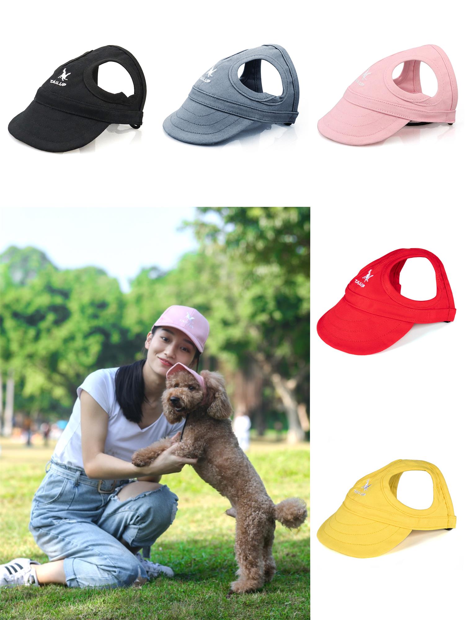 Adjustable Pet Dog Baseball Hat with Ear Holes for Outdoor Activities, Sun Protection Visor for Dogs