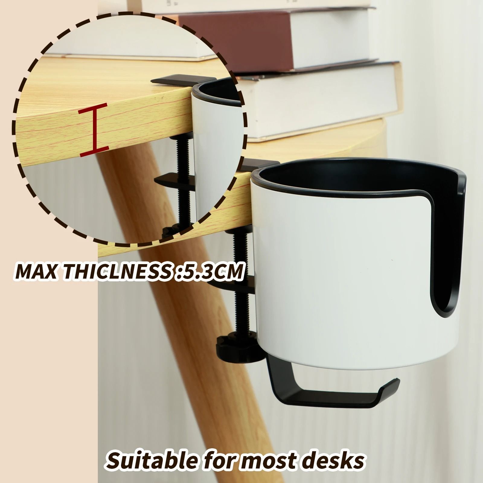 2 in 1 Headphone Holder Desk Clamp with Cup Holder Rack