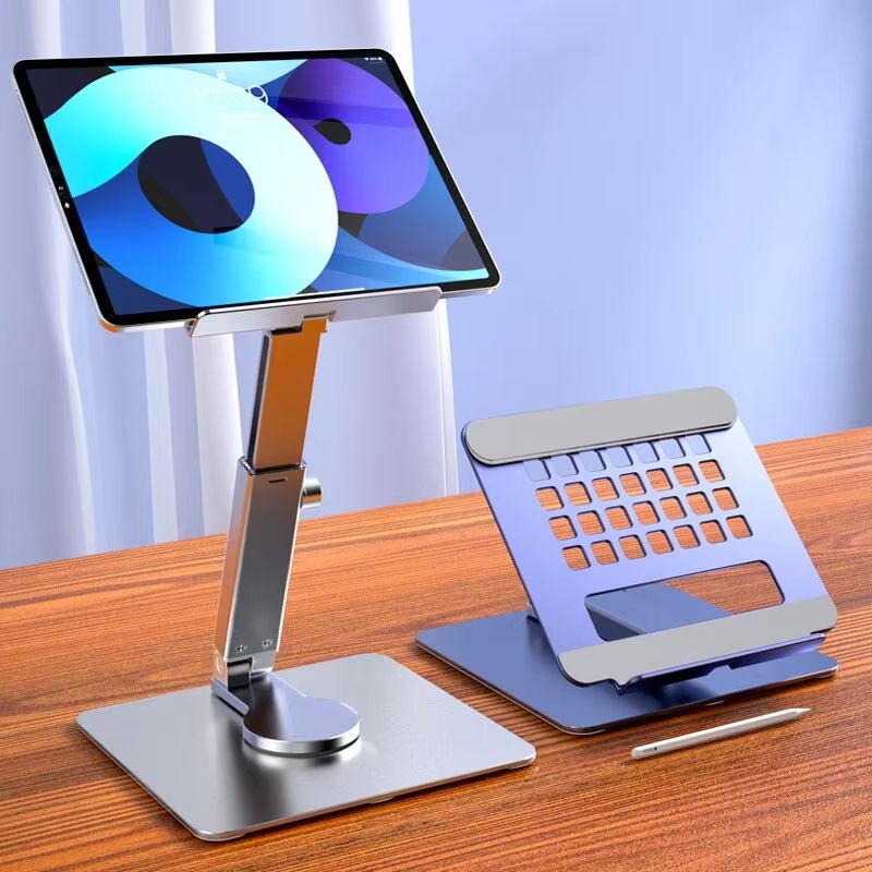Aluminum 360° Rotating Tablet Stand – Adjustable Folding Desk Holder for iPad, Samsung, Xiaomi, and 4–14 Inch Devices