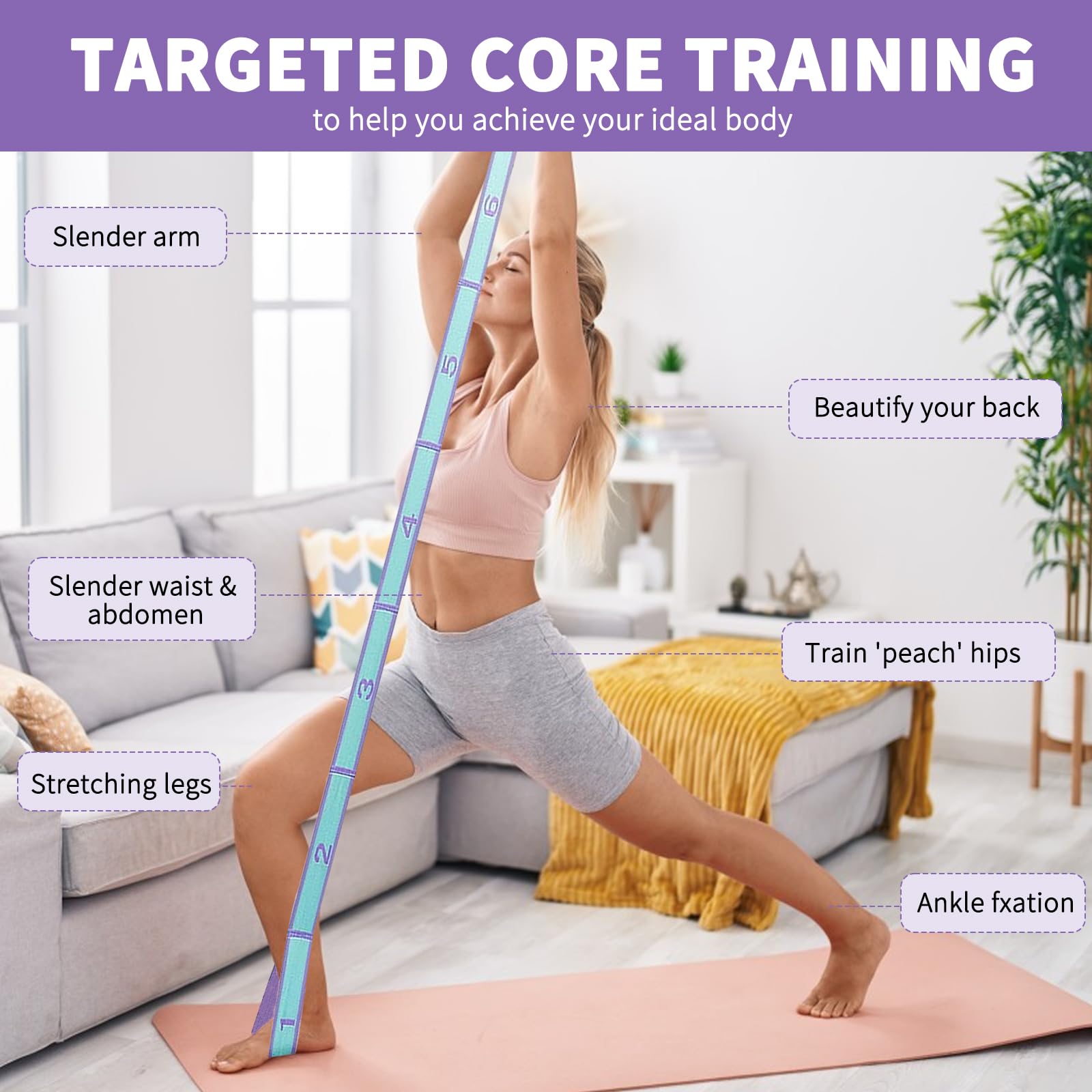 Adult Latin Training Elastic Bands, Resistance Band Yoga Auxiliary Stretching Belt, Beginner Pilates Dance Loop Fitness