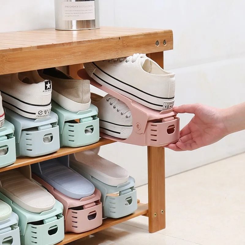 Space Saving Adjustable Shoe Stacking Rack