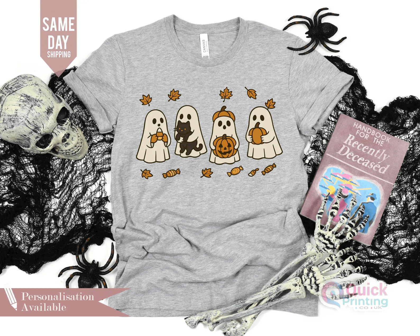 Spooky Season Pumpkin Sweatshirt – Vintage Ghost & Pumpkin Halloween Graphic Cozy Fall Pullover