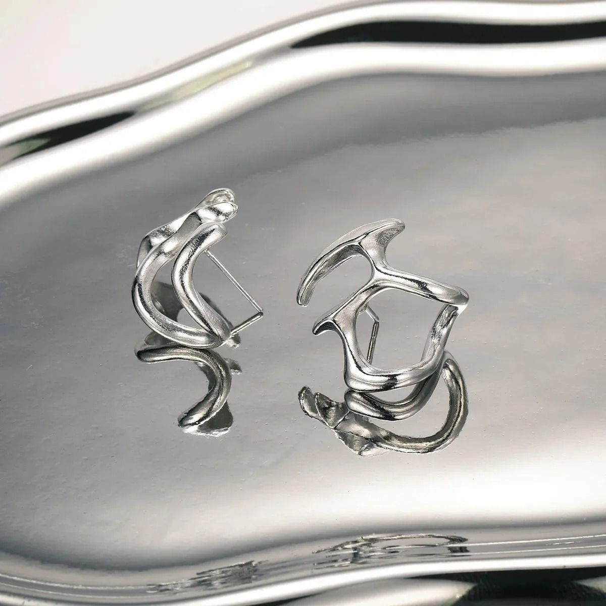 Punk Irregular Liquid Metal Ear Clips