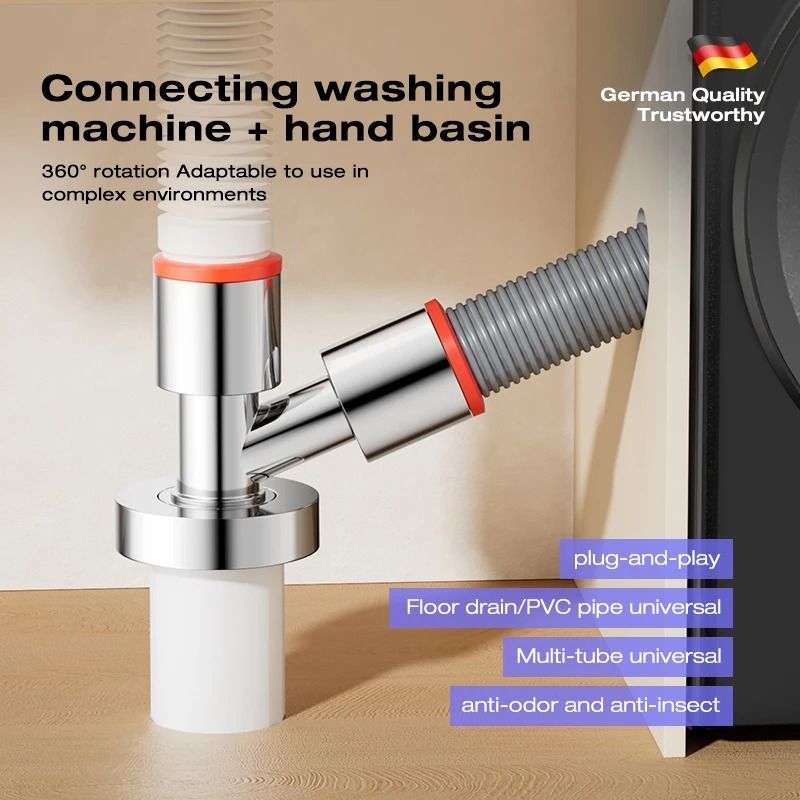 Washing Machine Three-Way Drainage Connector – Anti-Odor & Anti-Overflow Floor Drain – High-Yield Plumbing Hub