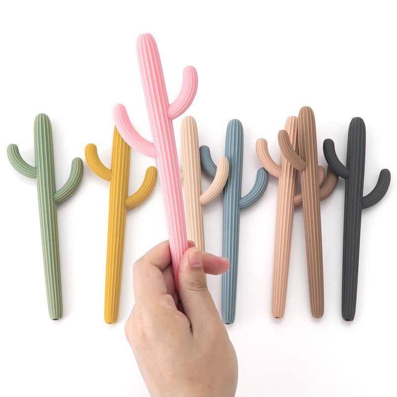 Silicone Cactus Teether Straw – BPA-Free Fidget Toy & Infant Chewing Accessory