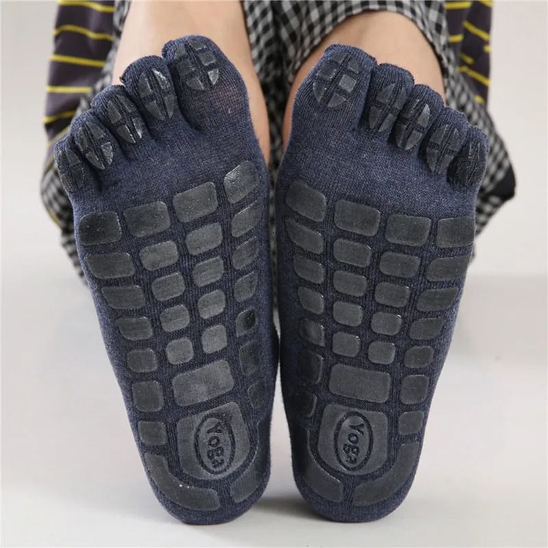 Mens Winter Five Finger Toe Socks Warm Non Slip Low Calf Floor Socks