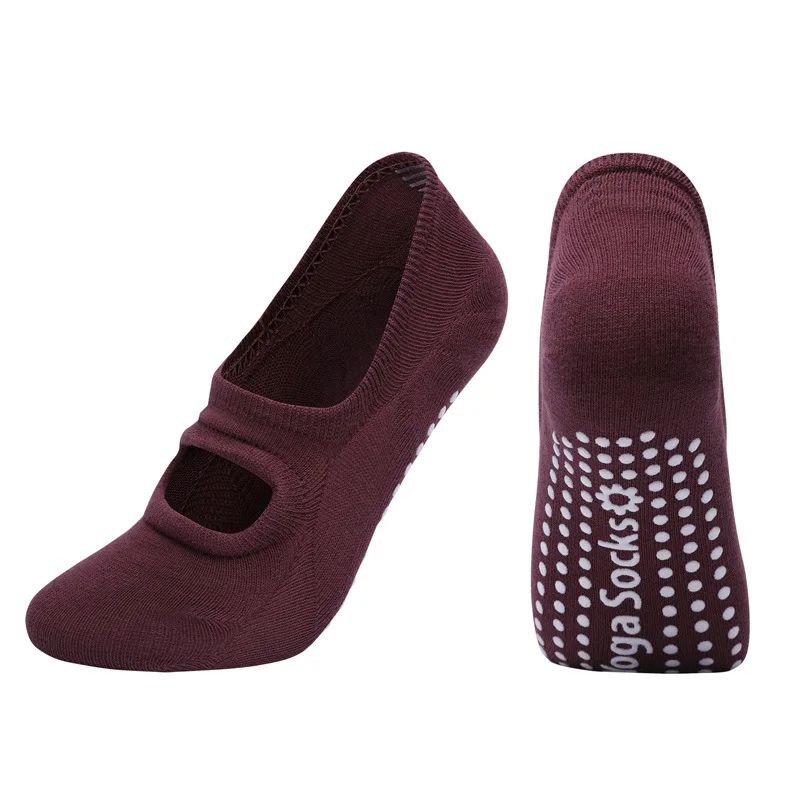 Womens Silicone Anti-Slip Backless Yoga Socks US 5-10.5– Non-Slip Pilates & Ballet Fitness Grip Socks