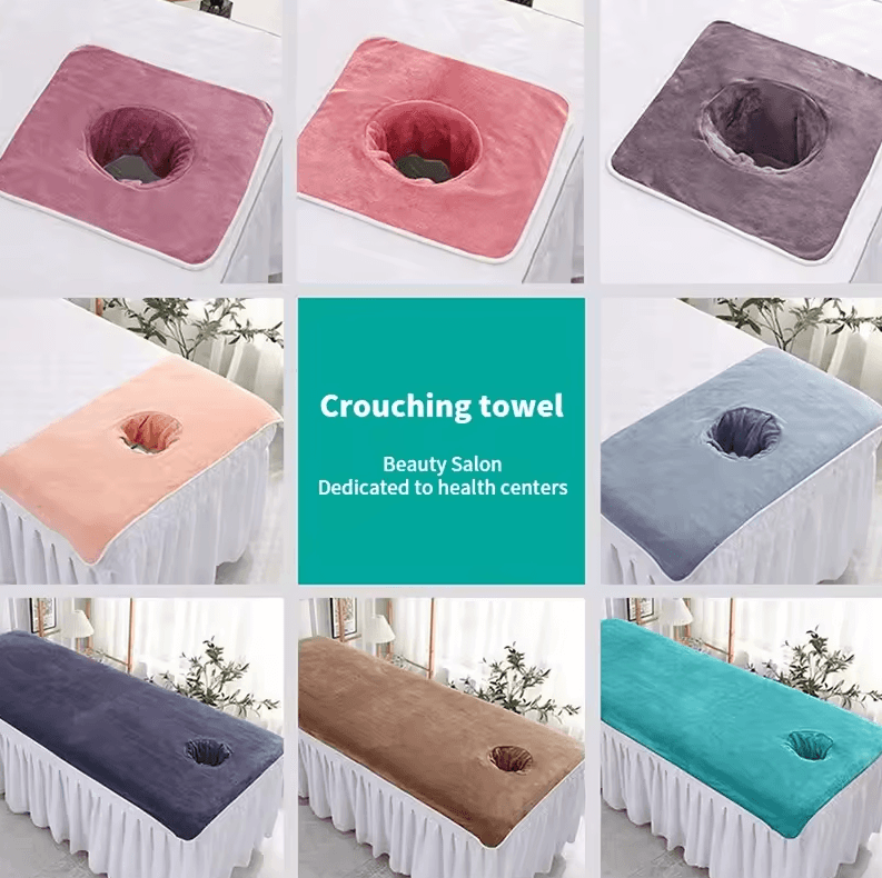 Thickened Beauty SPA Massage Table Face Towel with Hole | Salon & Hotel Spa Linen (14 by 14in)