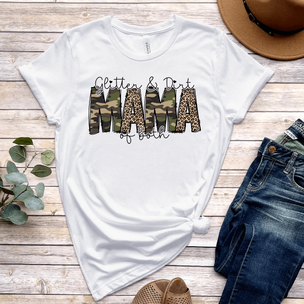 Glitter and Dirt Mama Shirt Leopard Mom Life Tee Boy Mom Girl Mom Gift