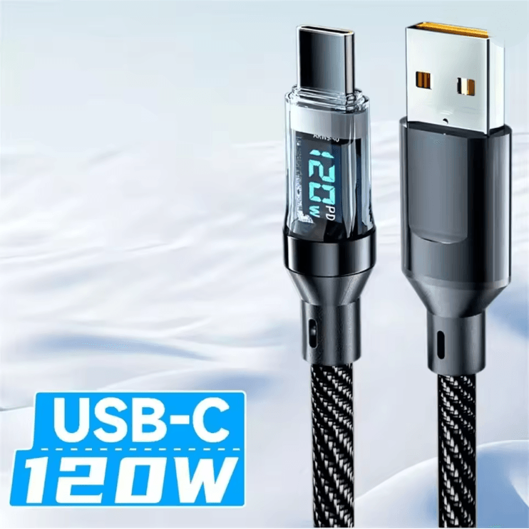 PowerFlow 120W LED Display USB-C Fast Charging Cable