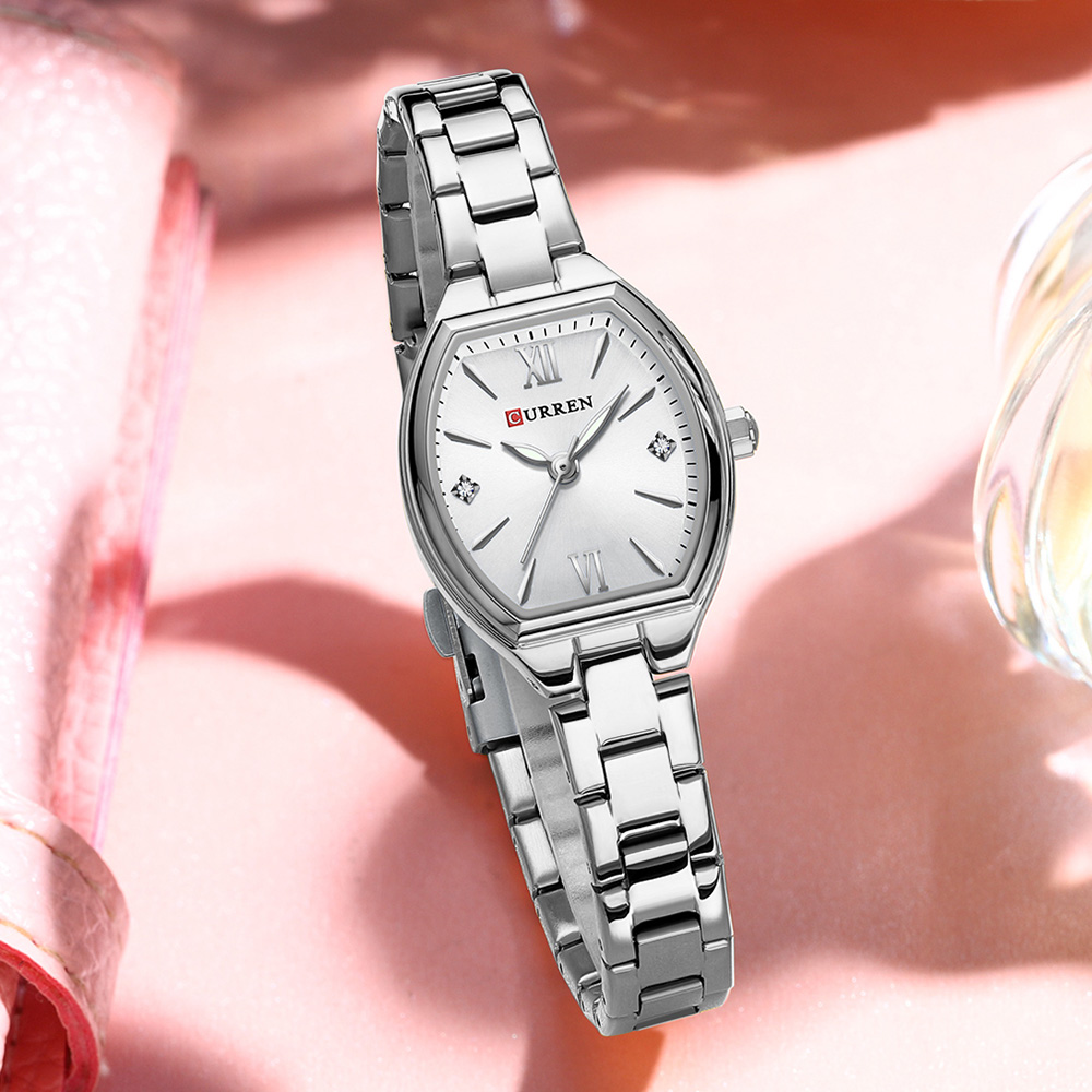 Women's Elastic Band Retro Quartz Watch, Fashionable Barrel-Shaped Elegant Design