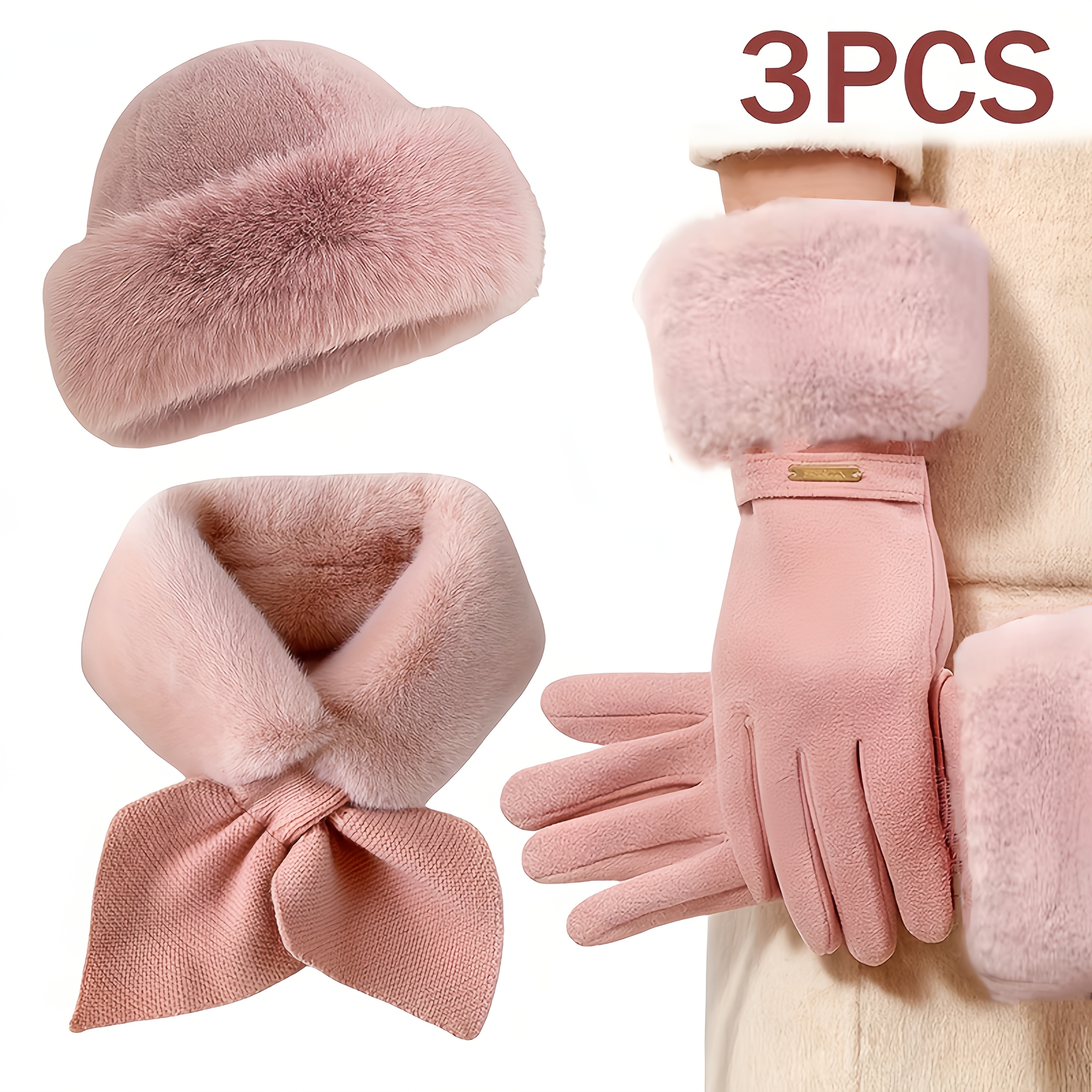 Winter 3-Piece Warm Set, Hat, Scarf & Gloves for Cold Weather Comfort | Cozy Essentials