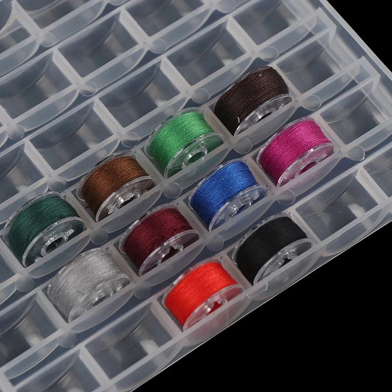 25-Slot Bobbin Organizer Box Clear Sewing Machine Bobbin Case