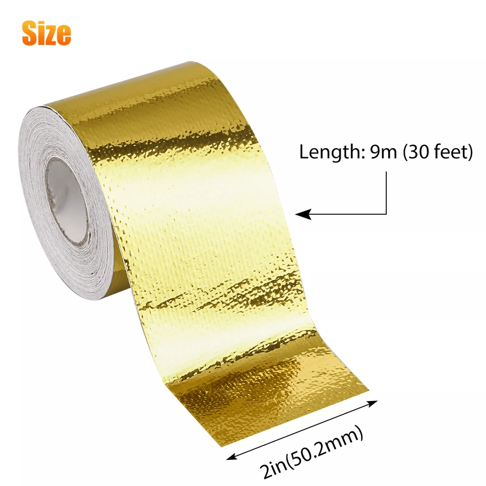 Gold Intake Heat Reflective Tape Wrap, High Temp Self-Adhesive Insulation
