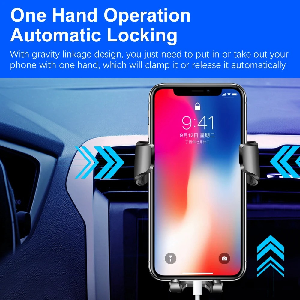 Car Mobile Phone Holder GPS Navigation Holder Car Air Vent Clip Mount Bracket Gravity Support Bracket