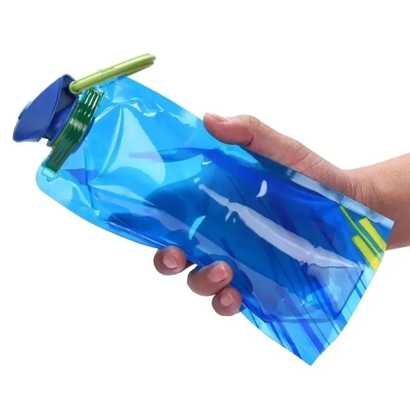 Flexible Reusable Travel Water Bottle, Soft Flask, Plastic Water Pouch