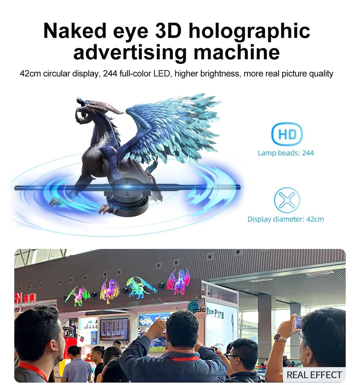 Compact 16.5 in (42cm) 3D Holographic Display Fan