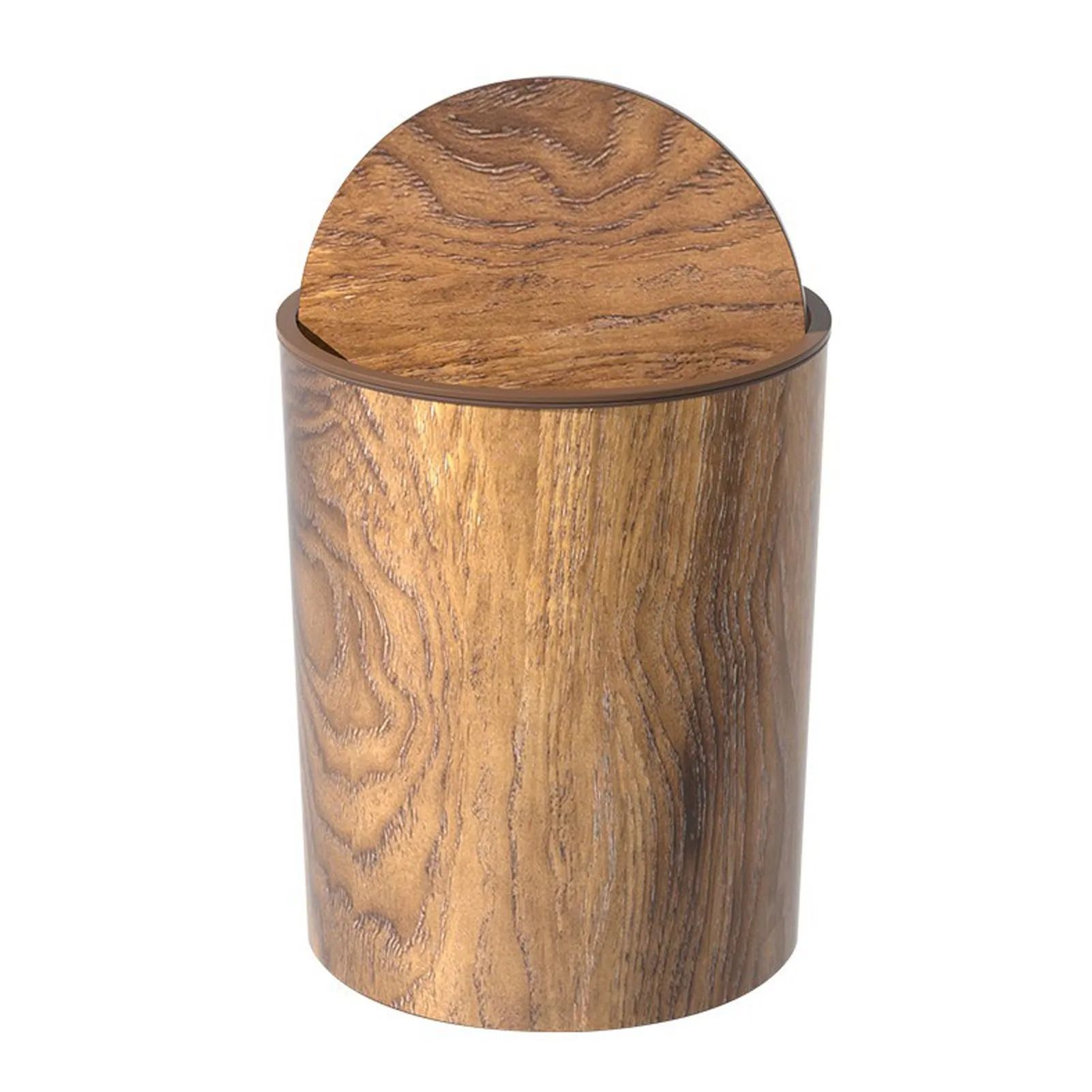 Imitation Wood Trash Can with Swing Lid