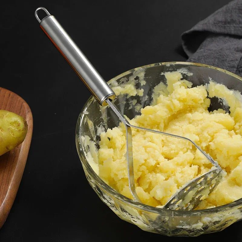Stainless Steel Potato Masher & Baby Food Press – Heavy-Duty Manual Vegetable Masher