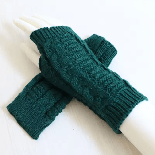 Chunky Knit Faux Wool Fingerless Gloves