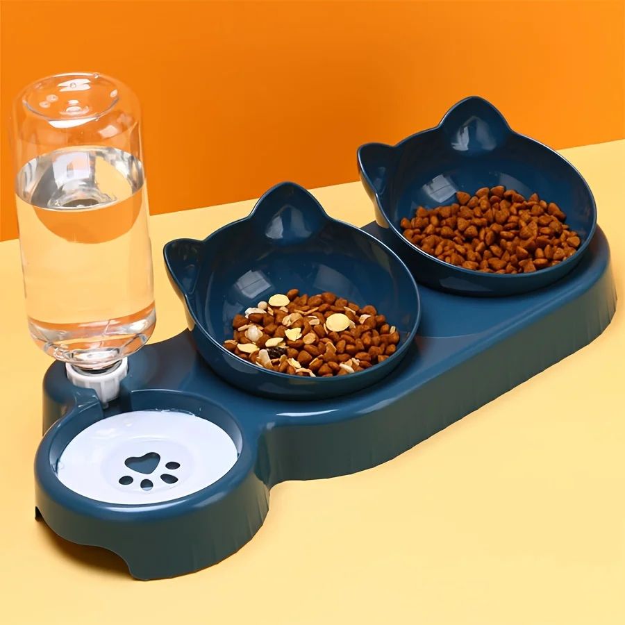 ComfortTilt 3-in-1 Tilted Cat Bowl with Gravity Water Feeder