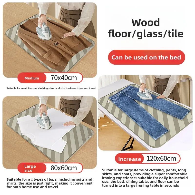 Foldable Ironing Pad with Heat Resistant Gloves