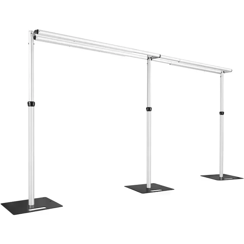 Portable Double Crossbar Pipe & Drape Backdrop Stand Kit, Wedding Curtain Display Aluminum Pipe Frame for Event Centers