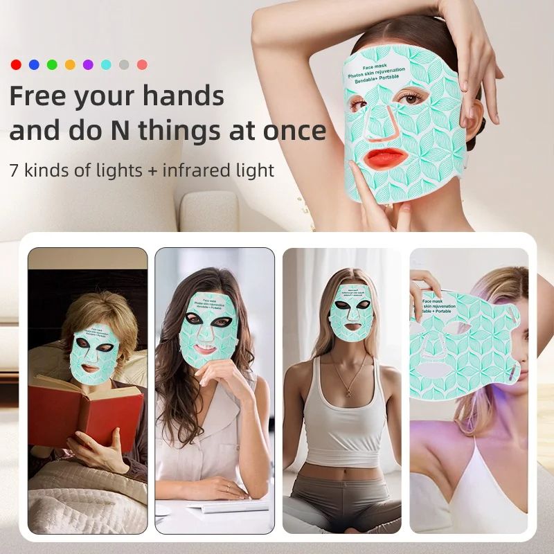 LED Face Mask and Neck, Rechargeable Red Light Therapy Mask Skin Care Device for Anti-Aging & Wrinkle Reduction