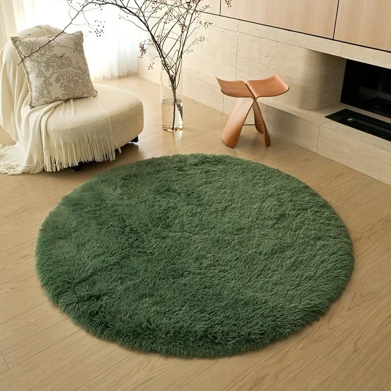 Soft Plush Circular Rug – Fluffy Kids Bedroom Play Mat & Nursery Floor Decor for Baby Room & Home Styling
