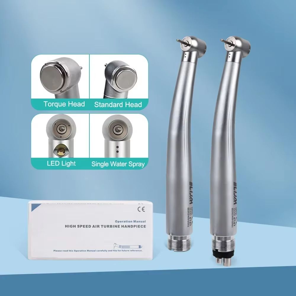 Dental LED High Speed Handpiece Air Turbine with Push Button Ceramic Bearing and Water Spray