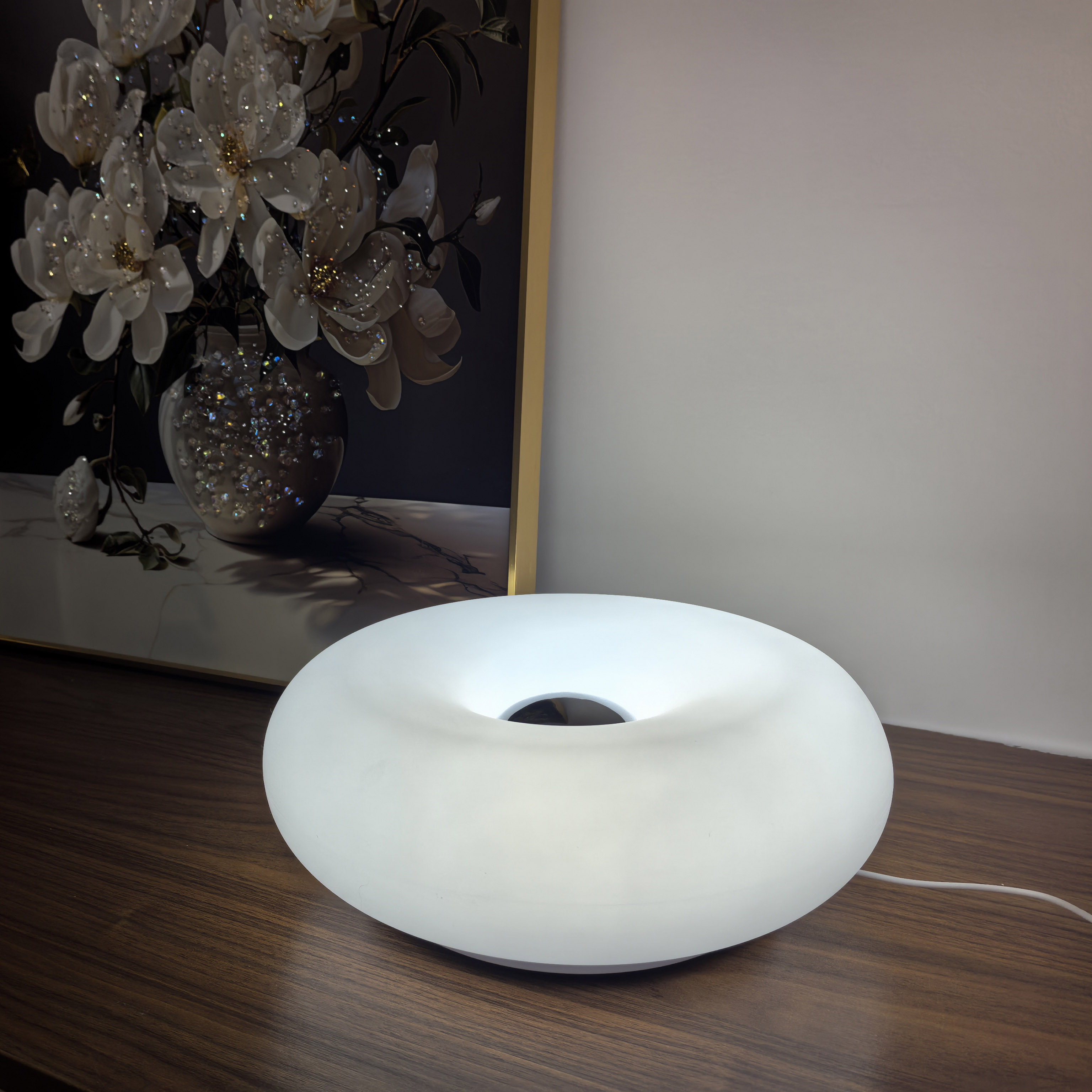 USB Plug Bauhaus Table Lamp, Bedroom Bedside Light, Living Room, Dining Room Donut Ambient Lighting