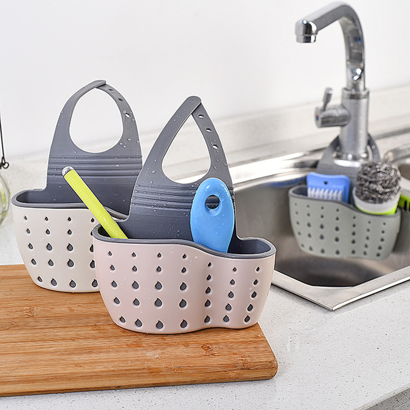 Kitchen Sink Holder Adjustable Drain Basket Soap Sponge Shelf Organizer for Bathroom Faucet