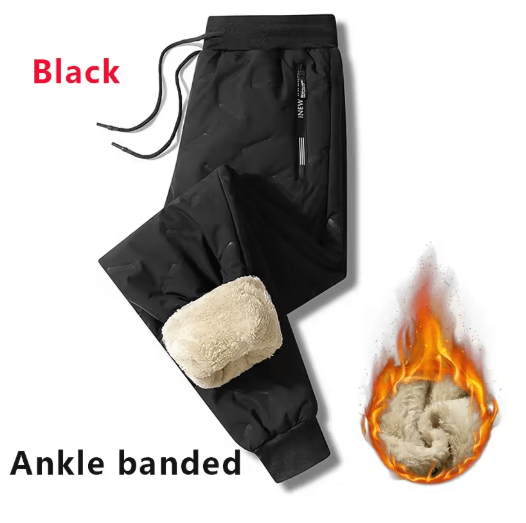 Mens Winter Plush Fleece Sweatpants Lambswool Thermal Waterproof Casual Pants